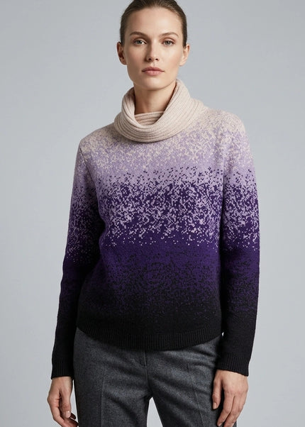 Jumper purple graded speckle curved hem
