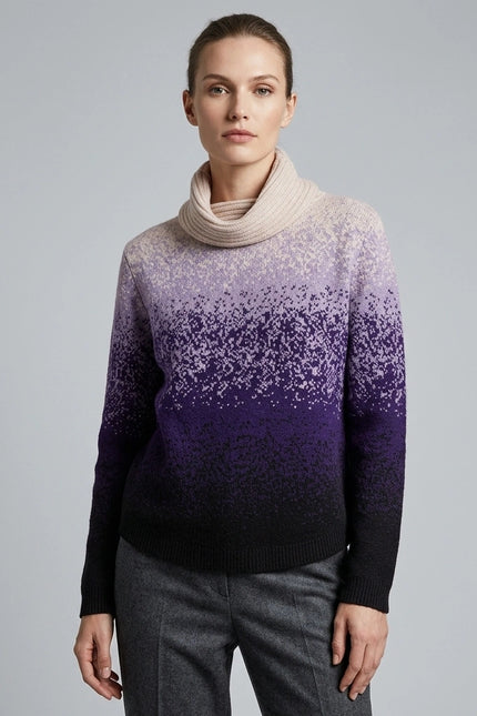 Jumper purple graded speckle curved hem