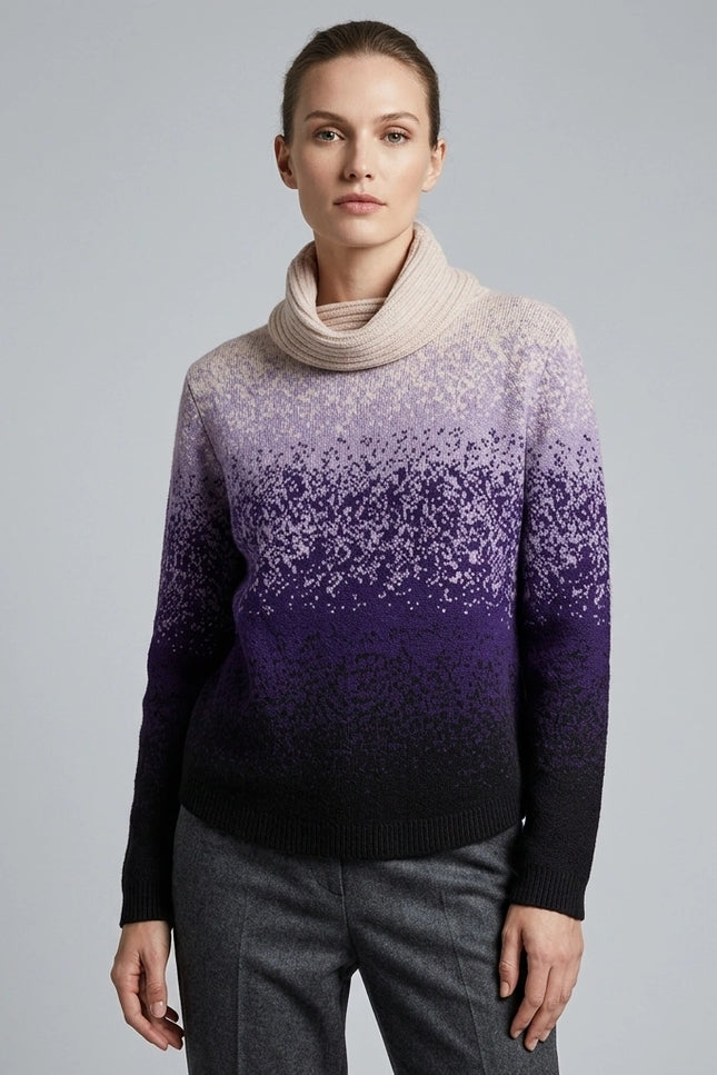 Jumper purple graded speckle curved hem