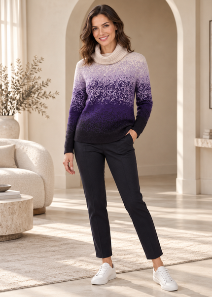 Jumper purple graded speckle curved hem