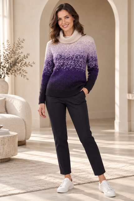 Jumper purple graded speckle curved hem