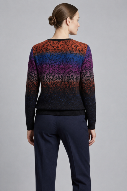 Jumper multi stripe speckle round neck