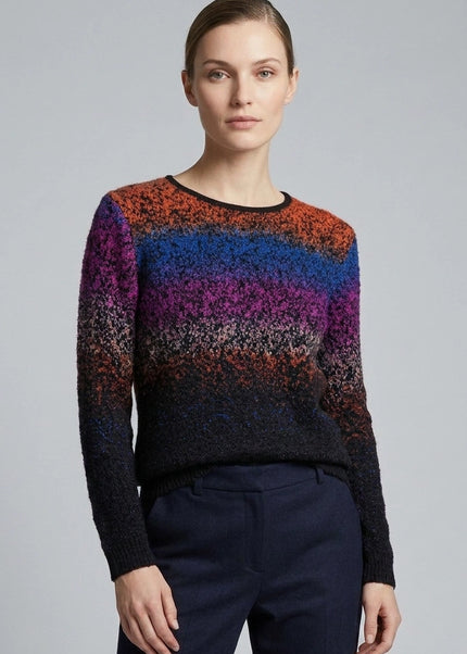Jumper multi stripe speckle round neck