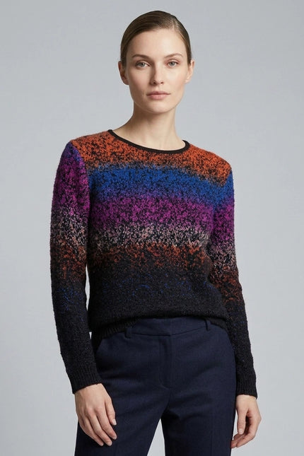 Jumper multi stripe speckle round neck