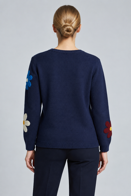 Jumper flower round neck long sleeve