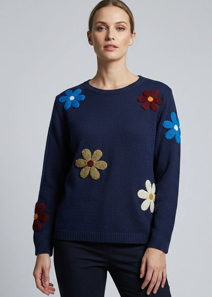 Jumper flower round neck long sleeve