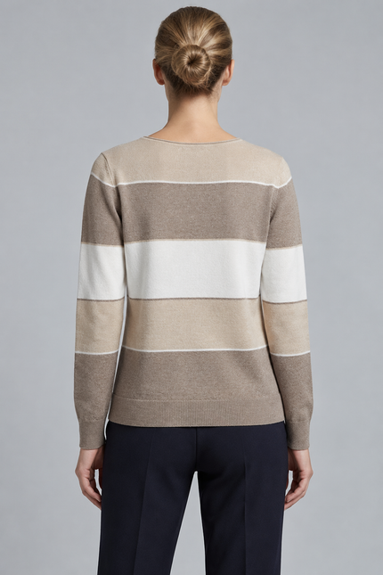 Jumper stripe heart pattern round neck