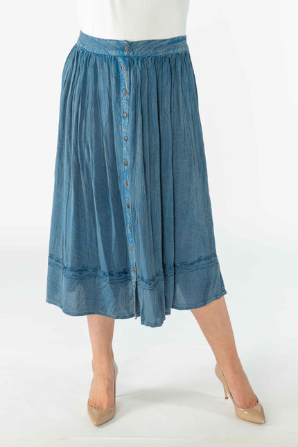 Skirt  With Front Button Placket And Elasticated
