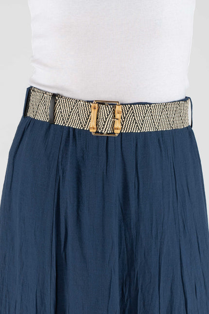 Skirt Crinkle Fabric Panelled  With Linin