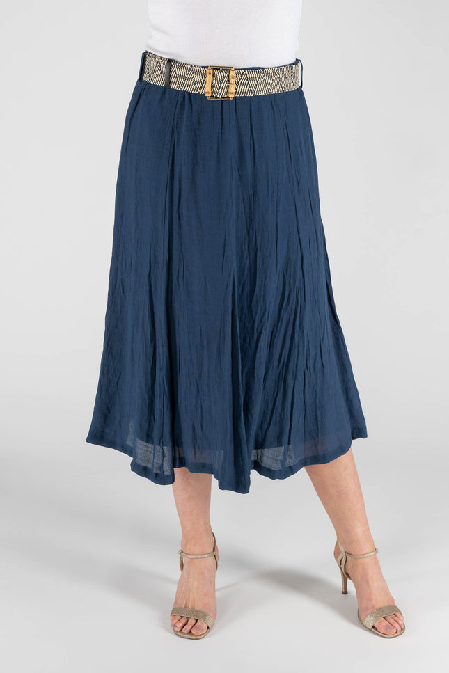 Skirt Crinkle Fabric Panelled  With Linin