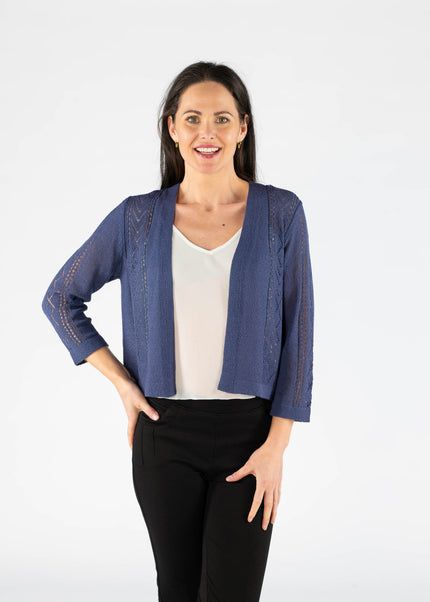 Shrug edge to edge patterned 3/4 sleeve