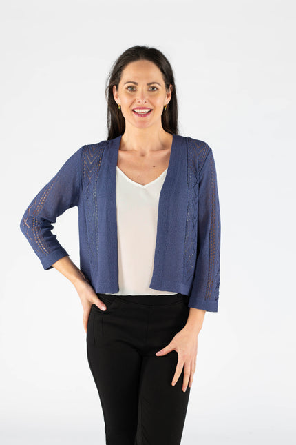 Shrug edge to edge patterned 3/4 sleeve