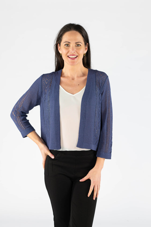 Shrug edge to edge patterned 3/4 sleeve