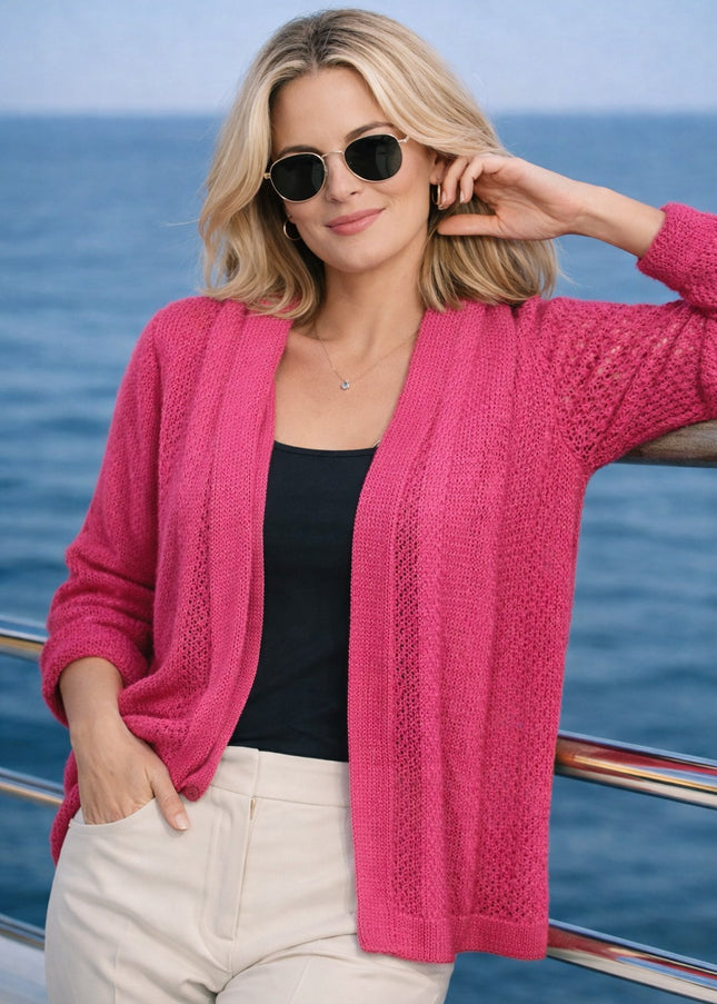 Shrug lacy pattern edge to edge 3/4 sleeve.