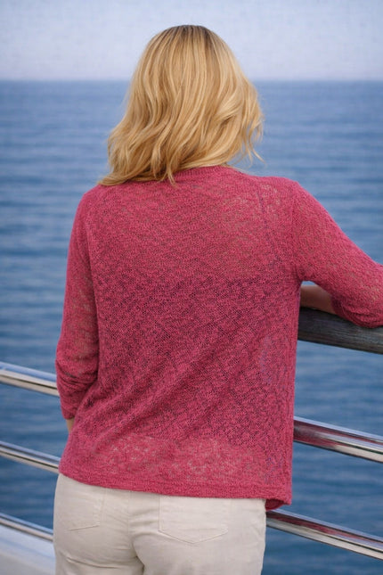Shrug popcorn with lacy pattern 3/4 sleeve