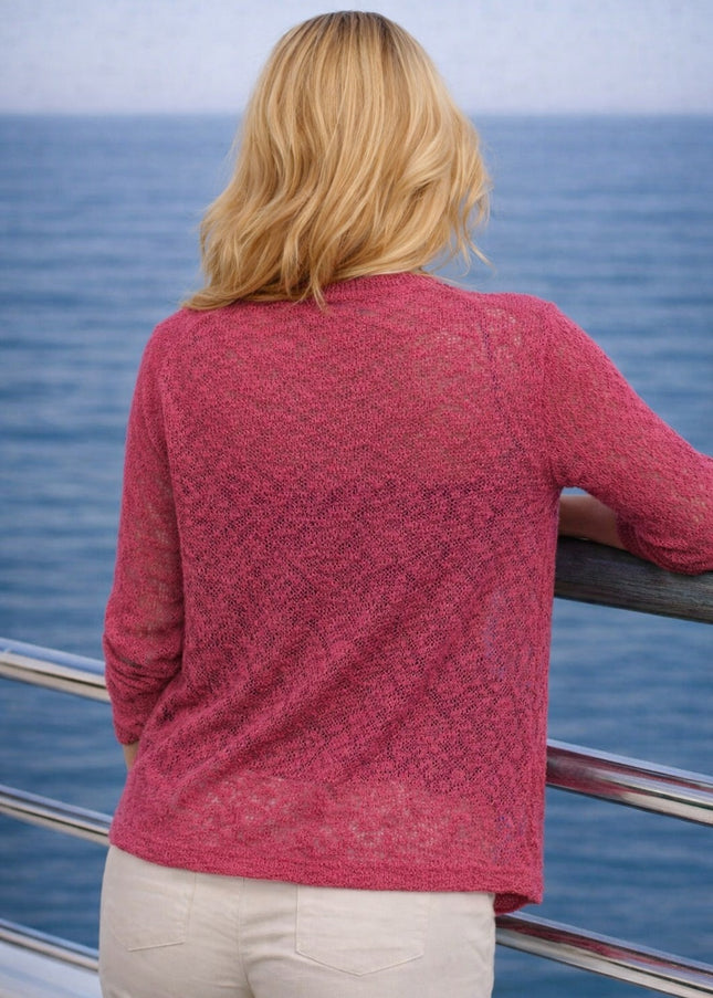 Shrug popcorn with lacy pattern 3/4 sleeve