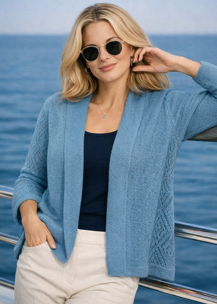 Shrug edge to edge pattern 3/4 sleeve