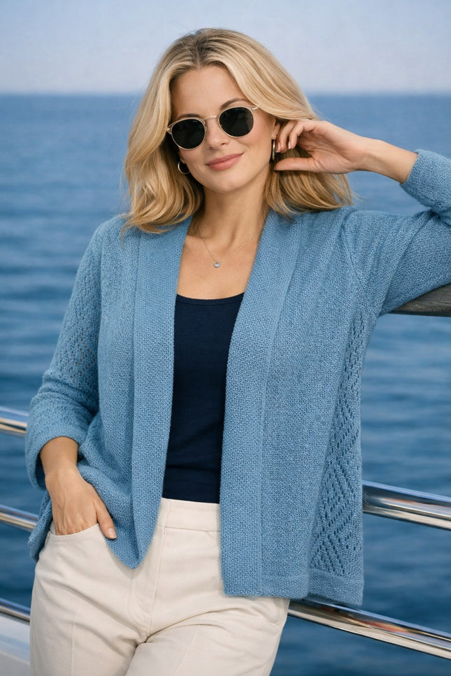 Shrug edge to edge pattern 3/4 sleeve
