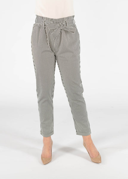 Trouser elasticated waist and tie belt