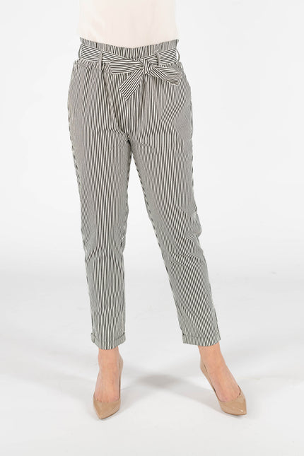 Trouser elasticated waist and tie belt