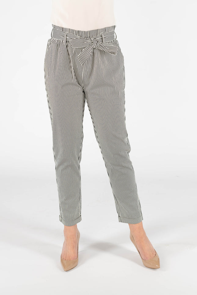 Trouser elasticated waist and tie belt