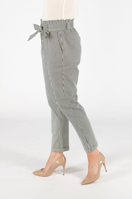 Trouser elasticated waist and tie belt