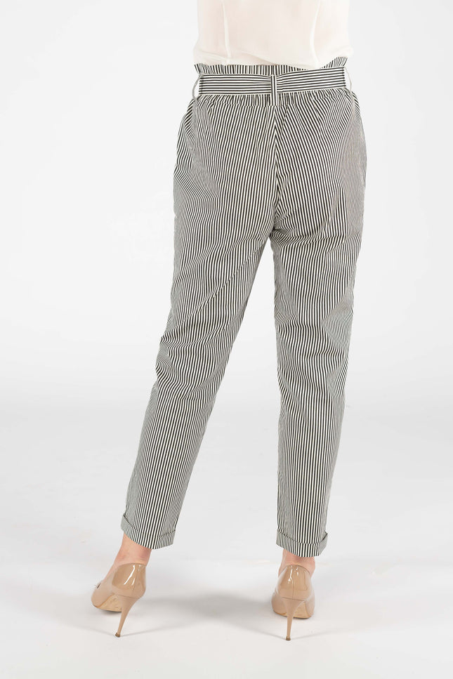 Trouser elasticated waist and tie belt