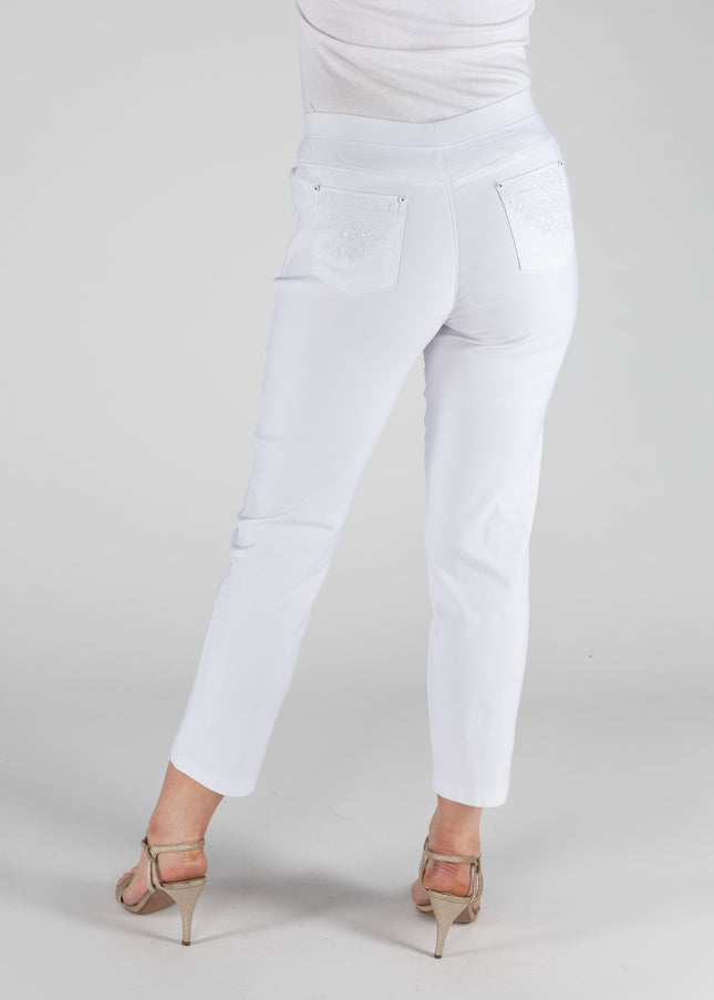 Trouser 27 inch leg embroidery detail pocket