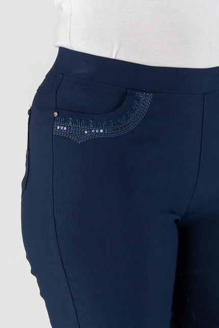 Trouser 27 inch leg embroidery pocket detail