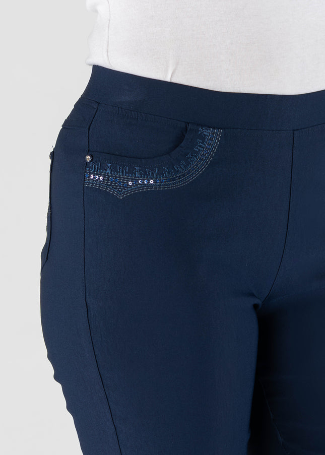 Trouser 27 inch leg embroidery pocket detail