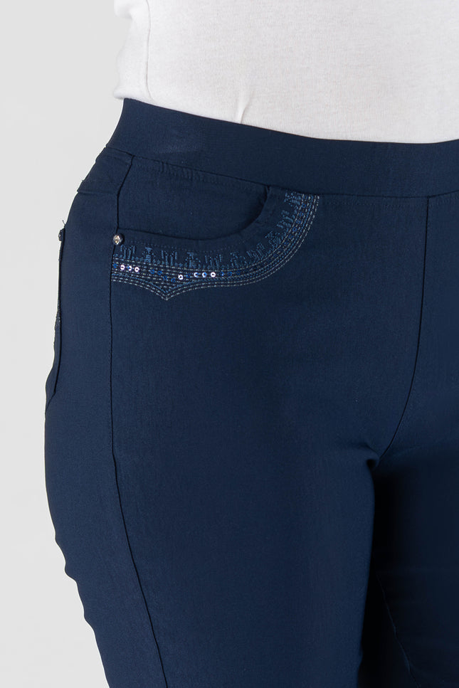 Trouser 27 inch leg embroidery pocket detail