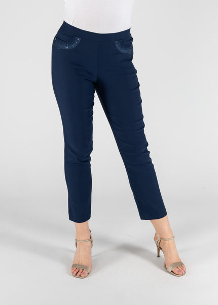 Trouser 27 inch leg embroidery pocket detail