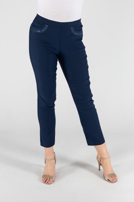 Trouser 27 inch leg embroidery pocket detail