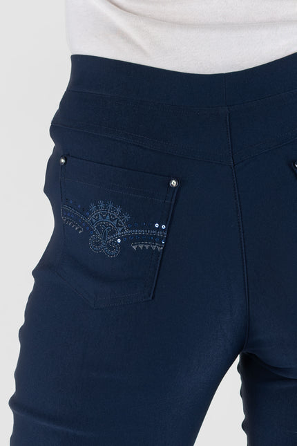 Trouser 27 inch leg embroidery pocket detail