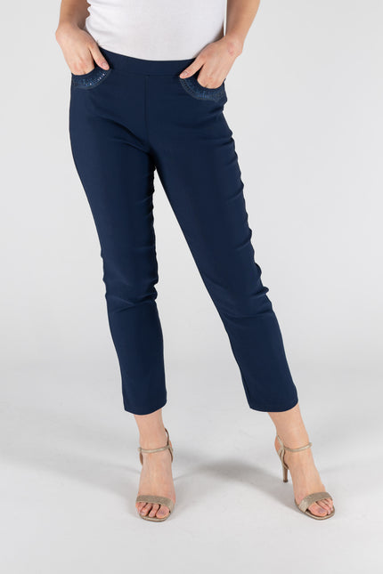 Trouser 27 inch leg embroidery pocket detail