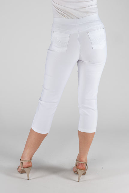 Crop Trouser 22 inch leg cropped trouser with embroidery
