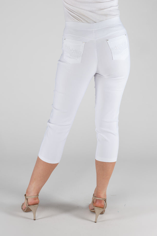 Crop Trouser 22 inch leg cropped trouser with embroidery