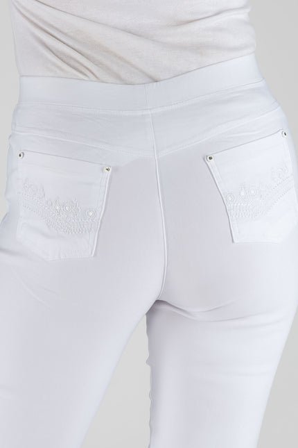 Crop Trouser 22 inch leg cropped trouser with embroidery
