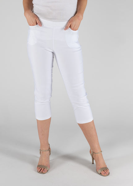 Crop Trouser 22 inch leg cropped trouser with embroidery