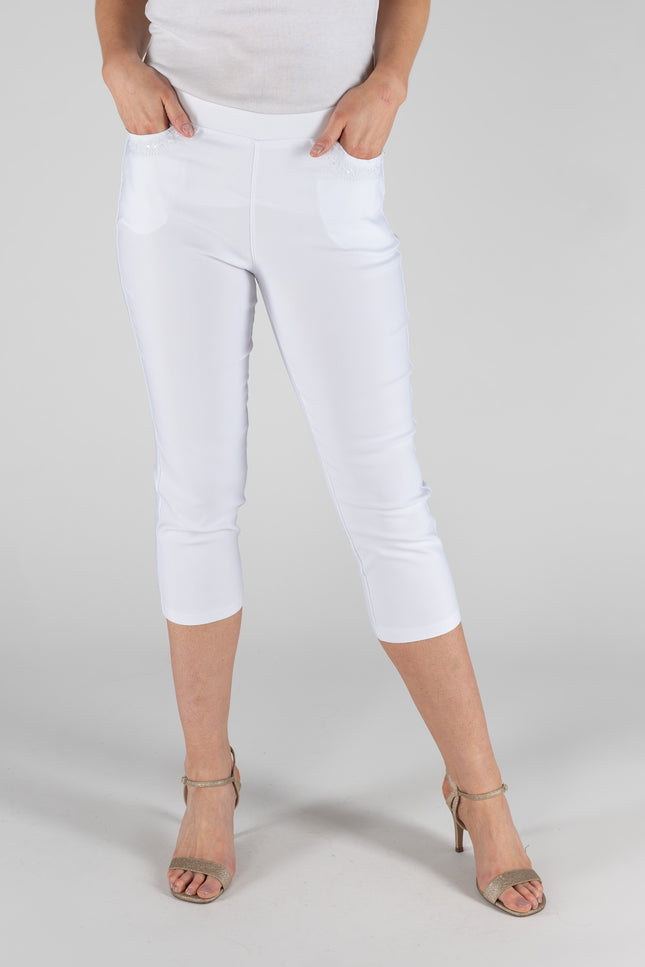 Crop Trouser 22 inch leg cropped trouser with embroidery