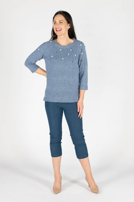 Jumper pom pom spot round neck