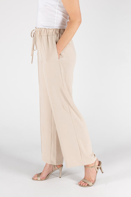 Wide leg trouser with elasticated waist