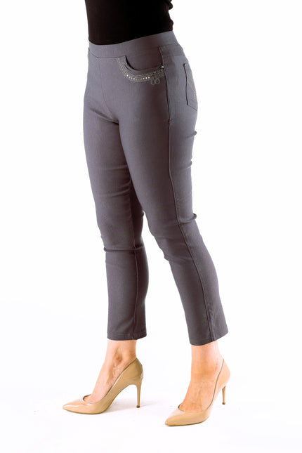 27 Inch leg embroidered pocket trouser