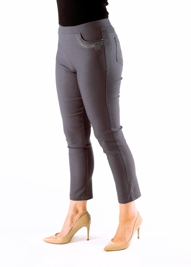27 Inch leg embroidered pocket trouser