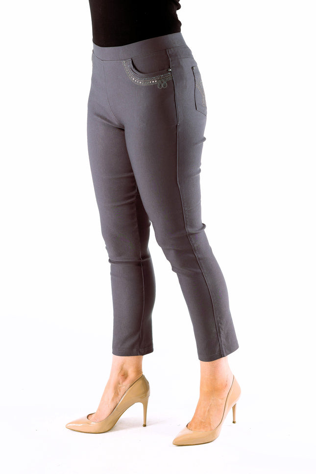 27 Inch leg embroidered pocket trouser