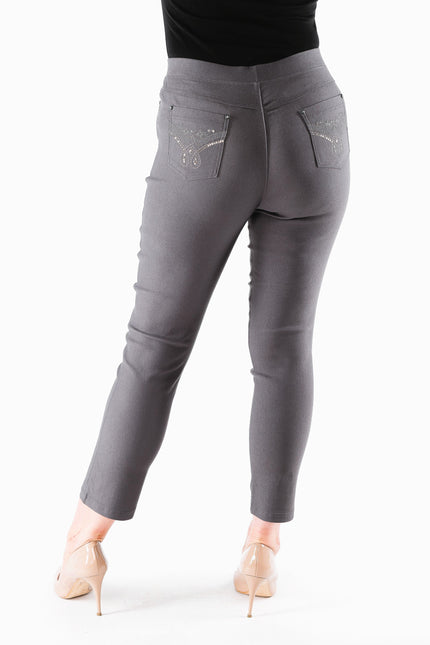 27 Inch leg embroidered pocket trouser
