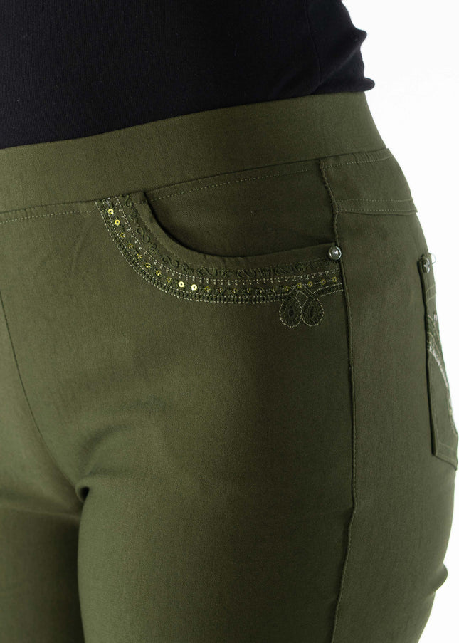 27 Inch embroidered pocket trouser