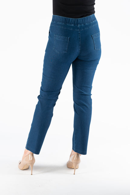 27 Inch leg denim trouser with metal trim pocket