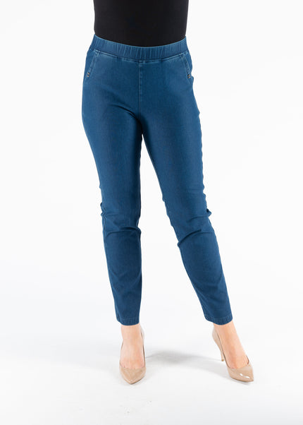 27 Inch leg denim trouser with metal trim pocket