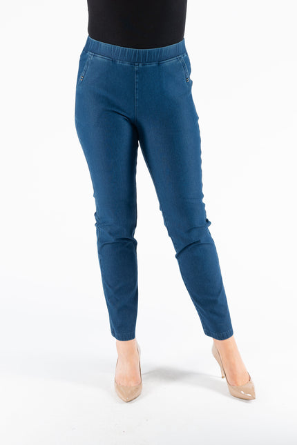 27 Inch leg denim trouser with metal trim pocket